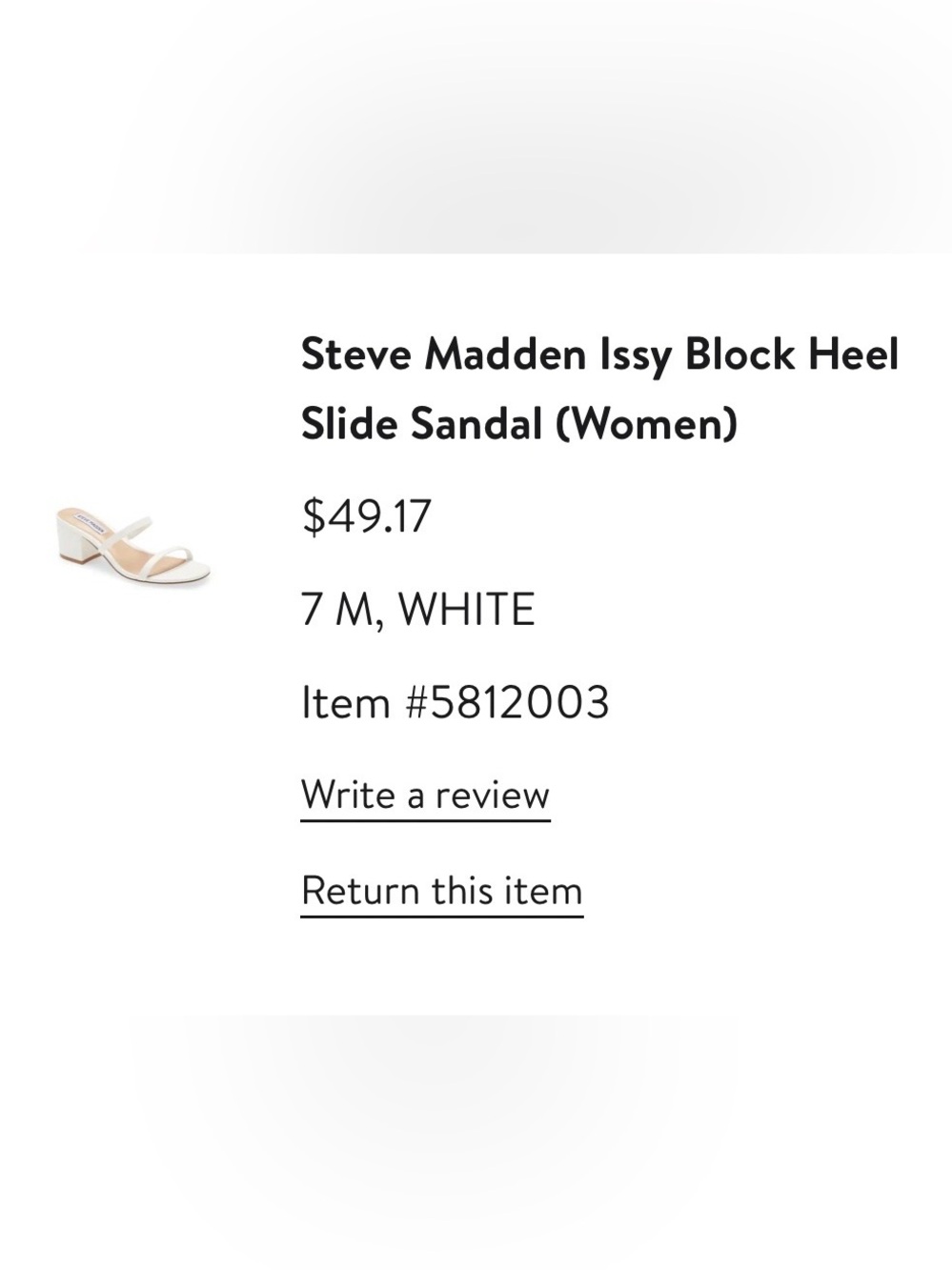 Steve Madden Issy Block Heel Slide Sandal - White - Picture 2 of 2